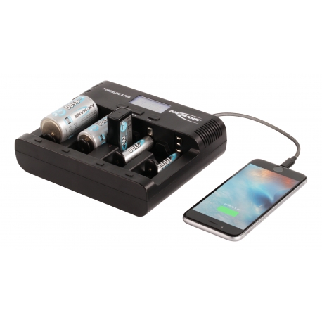 Chargeur De Piles Ansmann Powerline 5 Pro - Pour NiMH/NiCd AA AAA C D & Bloc 9V - Fonctions Test, Décharge, Refresh