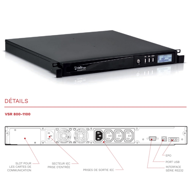 Onduleur RIELLO Vision Rack 1U 800VA - VSR800